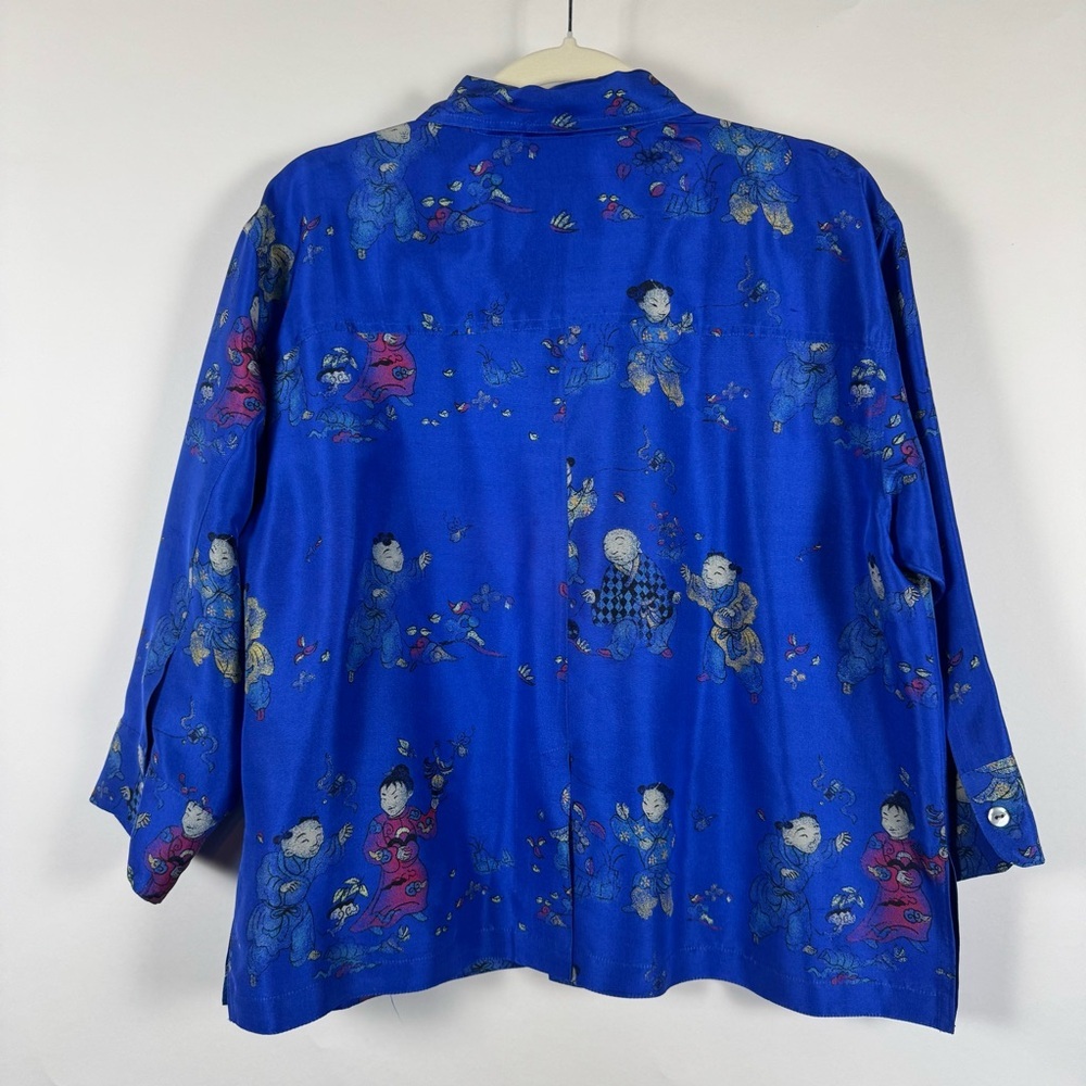 Chico's Design‎ VTG Button-up Blouse Women Size Large Asian-Inspired 100% Silk - Picture 8 of 13